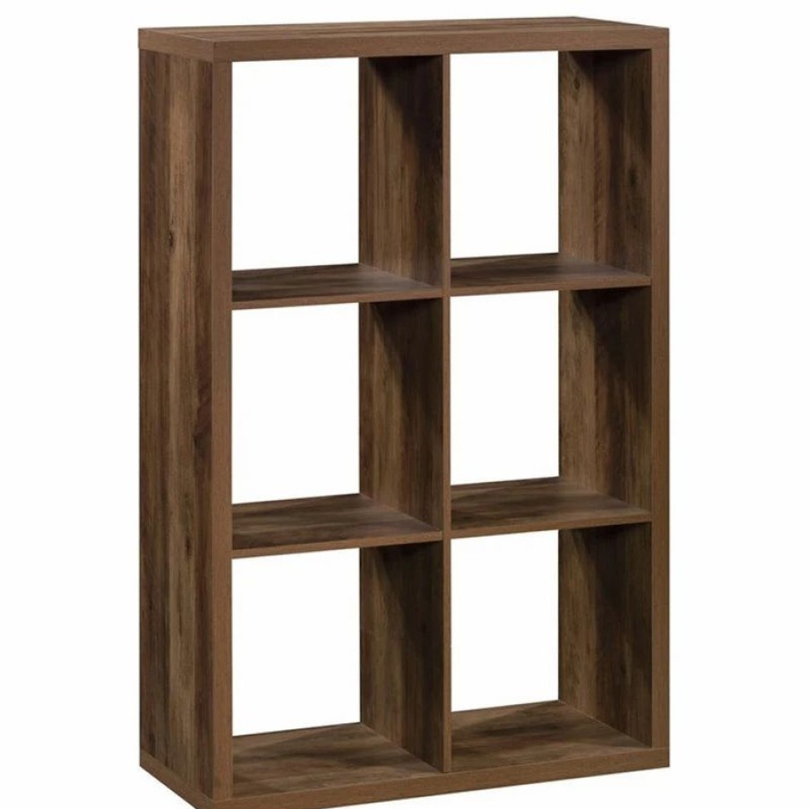 Shelving * | Sauder Miscellaneous Storage Engineered Wood 6-Cube Organizer In Rural Pine