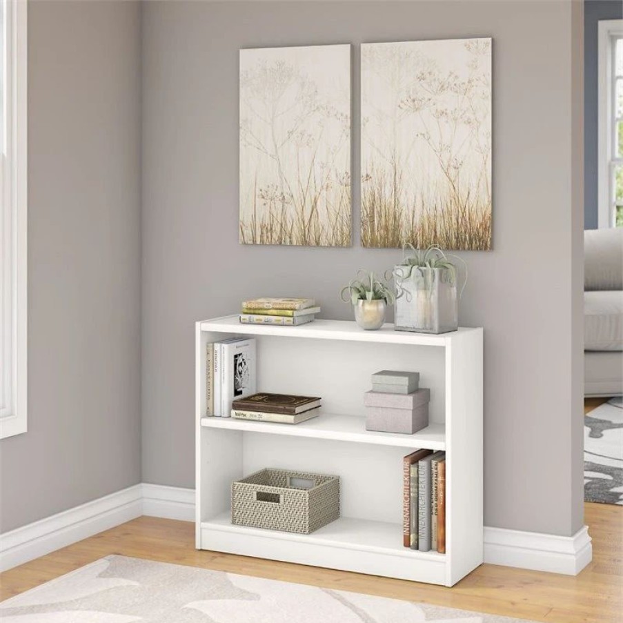 Shelving * | Bush Business Furniture Universal 2 Shelf Bookcase In Pure White Engineered Wood