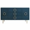 Buffets & Sideboards * | Homary Navy Blue Sideboard Cabinet Gold Credenza Drawers And 2 Doors 47.2"