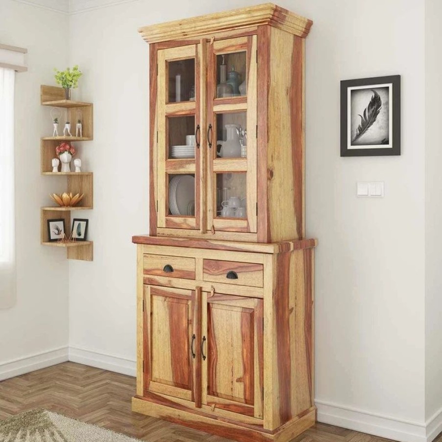 China Cabinets & Hutches * | Sierra Living Concepts Inc Ostrander Rustic Solid Rosewood Small Dining Room Hutch