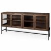 Buffets & Sideboards * | Mercana Arelius Black Metal Base 4 Door Glass Cabinet Sideboard 69293