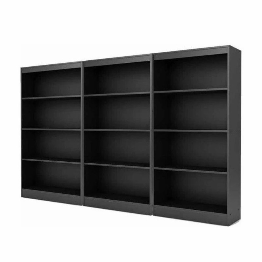 Shelving * | South Shore Furniture South Shore Axess 4 Shelf Wall Bookcase In Pure Black