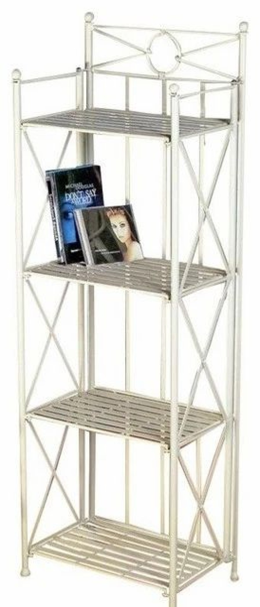 Shelving * | Pemberly Row 16 4 Tier Iron Bakers Rack In White