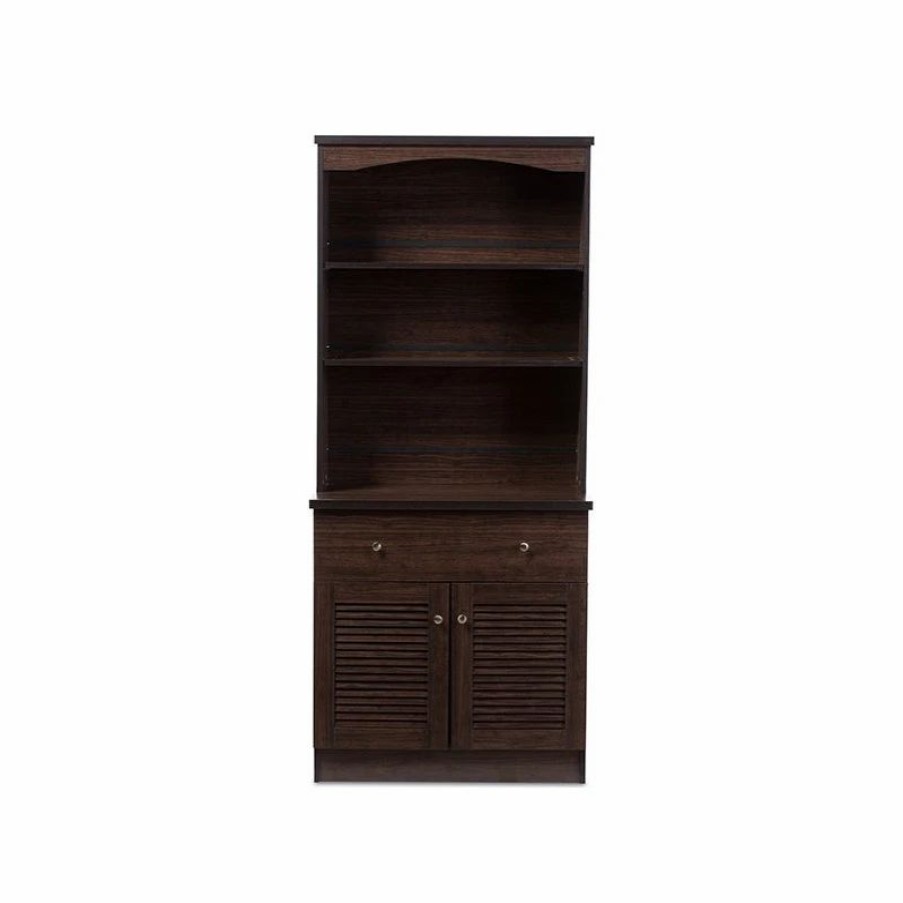 China Cabinets & Hutches * | Wholesale Interiors Agni Buffet And Hutch Kitchen Cabinet, Dark Brown