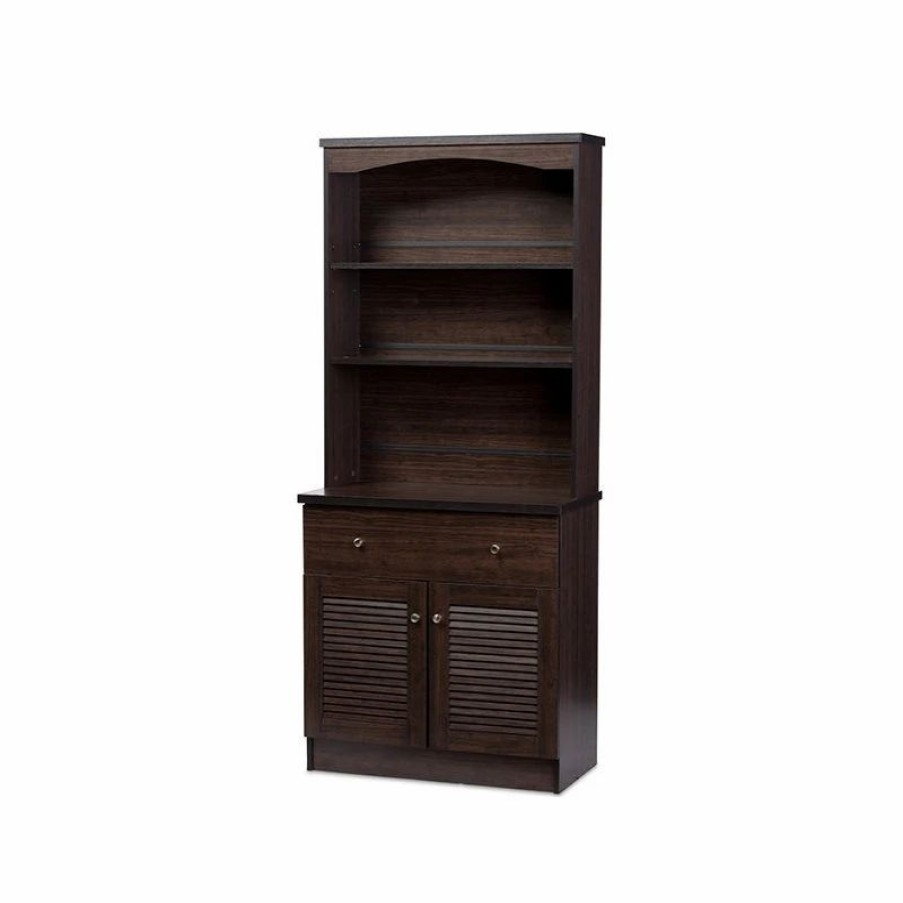 China Cabinets & Hutches * | Wholesale Interiors Agni Buffet And Hutch Kitchen Cabinet, Dark Brown