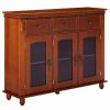 Buffets & Sideboards * | Pilaster Designs Shona Wood Buffet Table With Glass Doors, Walnut