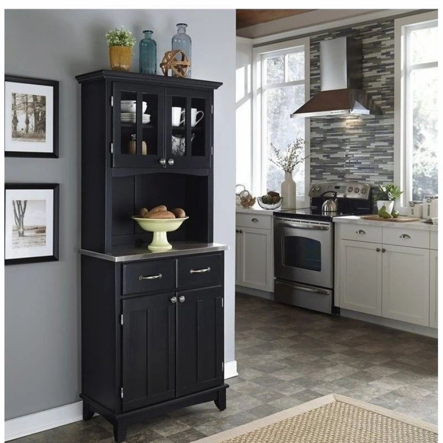 China Cabinets & Hutches * | Bowery Hill Buffet With 2 Door Panel Hutch In Black