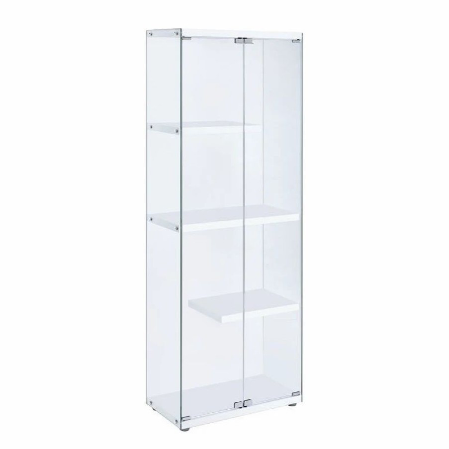 China Cabinets & Hutches * | Bowery Hill 68 H Contemporary 3-Shelf Glass Display Cabinet In Clear