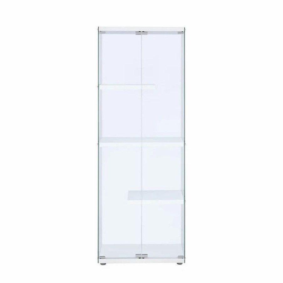 China Cabinets & Hutches * | Bowery Hill 68 H Contemporary 3-Shelf Glass Display Cabinet In Clear