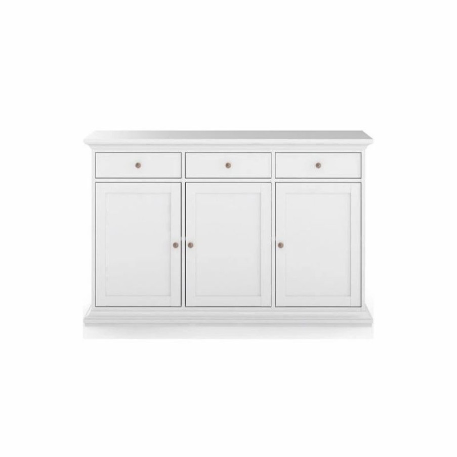 Buffets & Sideboards * | Tvilum Sonoma Scandinavian Engineered Wood Sideboard With 3 Drawers In White