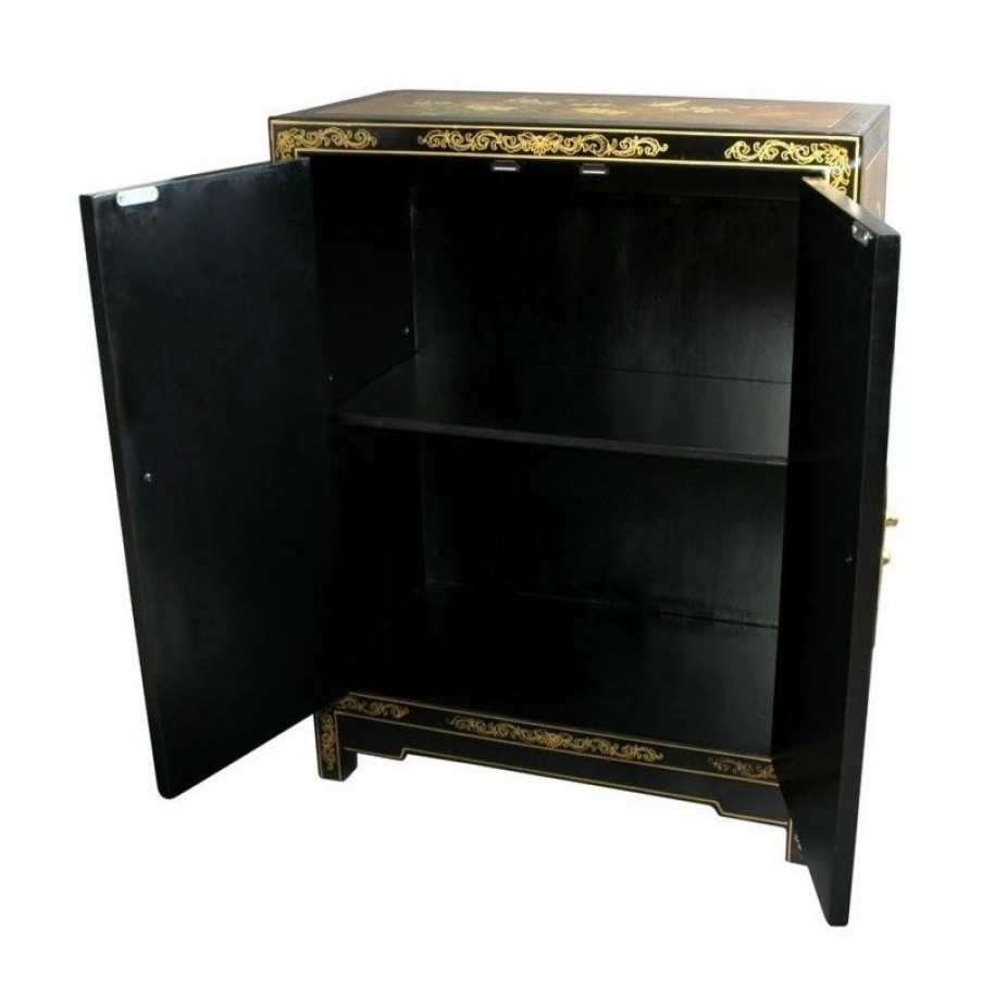 Accent Chests & Cabinets * | Oriental Furniture Gold Leaf Lacquer Cabinet