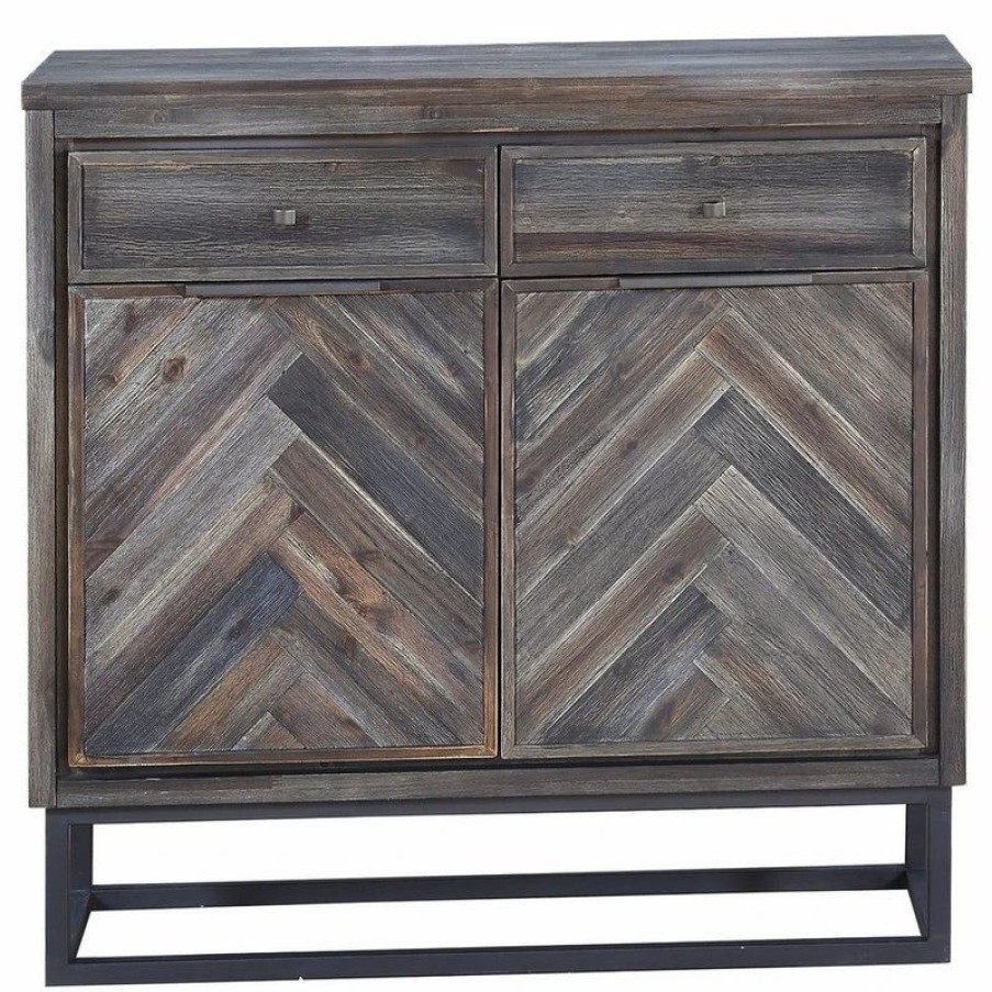 Accent Chests & Cabinets * | Coast To Coast Imports, Llc Aspen Court 2-Door 2-Drawer Cabinet, Aspen Court Herringbone