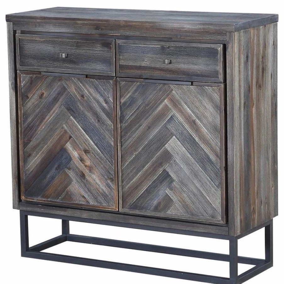 Accent Chests & Cabinets * | Coast To Coast Imports, Llc Aspen Court 2-Door 2-Drawer Cabinet, Aspen Court Herringbone