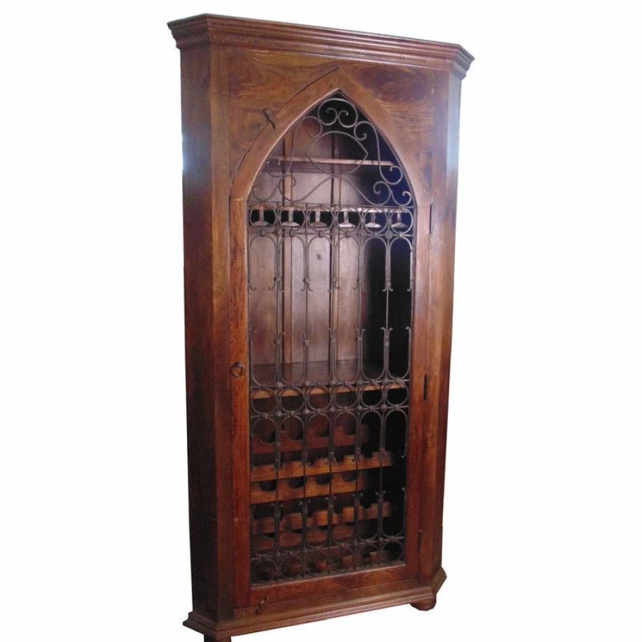 China Cabinets & Hutches * | Moti Iron Jali Wine Cabinet