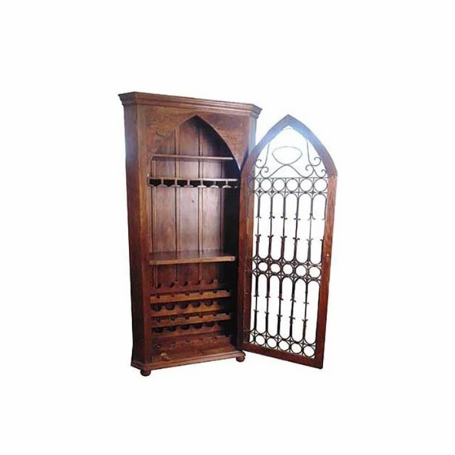 China Cabinets & Hutches * | Moti Iron Jali Wine Cabinet