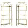 Shelving * | Home Square Contemporary 2 Piece Metal Bookcase Set In Satin Gold