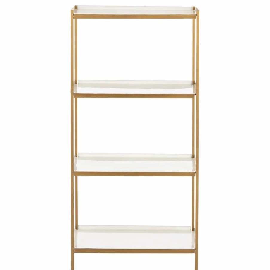 Shelving * | Studio Seven Daniella 4 Tier Etagere, White/Brass