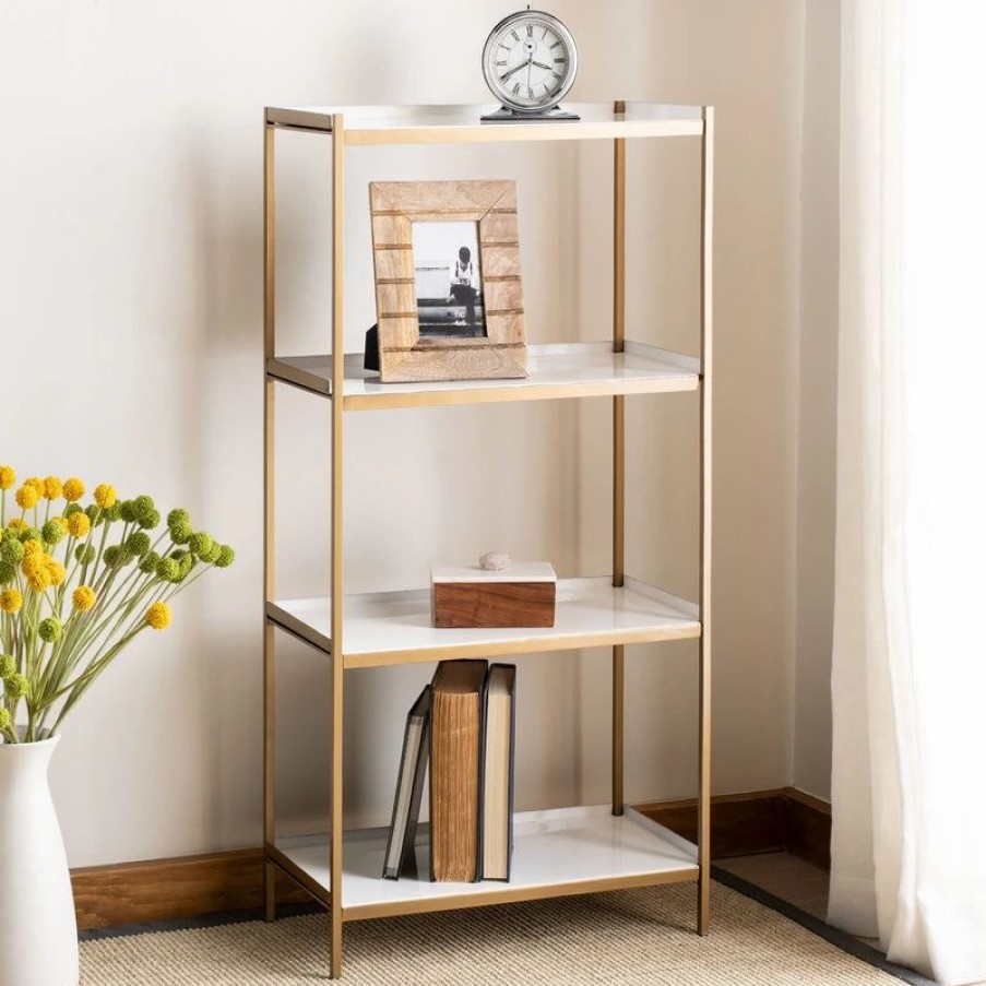 Shelving * | Studio Seven Daniella 4 Tier Etagere, White/Brass