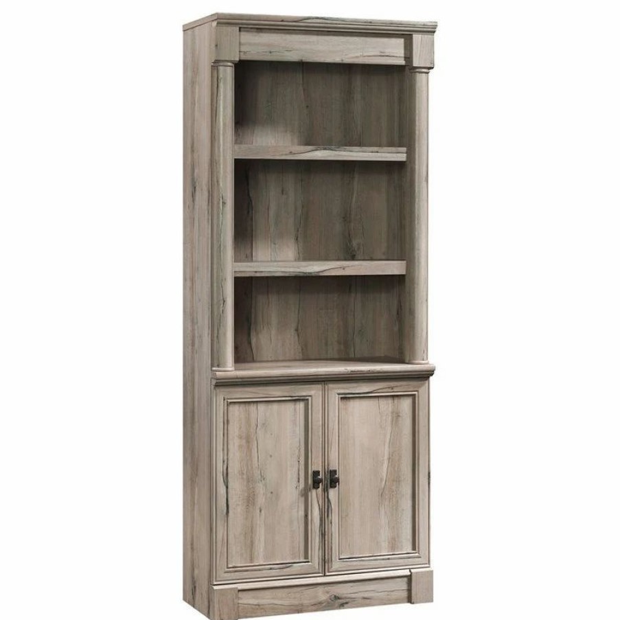 Shelving * | Sauder Palladia Engineered Wood And Metal 3-Shelf Bookcase In Split Oak