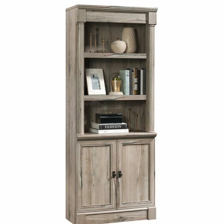 Shelving * | Sauder Palladia Engineered Wood And Metal 3-Shelf Bookcase In Split Oak