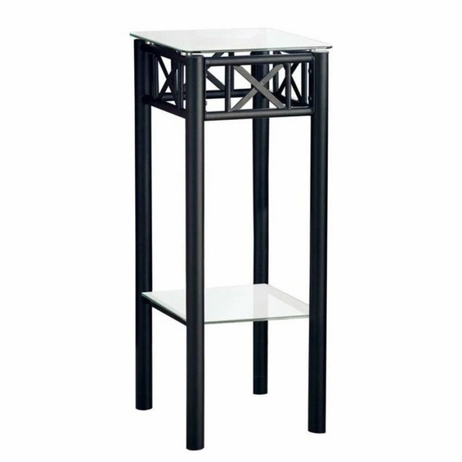 Accent Chests & Cabinets * | Monarch Accent Table Side End Plant Stand Square Living Room Bedroom Metal Black