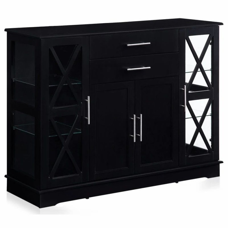 Buffets & Sideboards * | Belleze Ryland 47 Wood Storage Sideboard Buffet Cabinet Console Table, Black