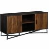 Buffets & Sideboards * | Decor Love Mid Century Modern Sideboard, 2 Cabinets And Center Open Shelf, Brew Oak