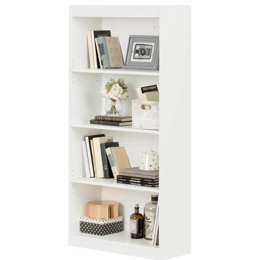 Shelving * | South Shore Furniture South Shore 4 Shelf Contemporary Bookcase In Pure White