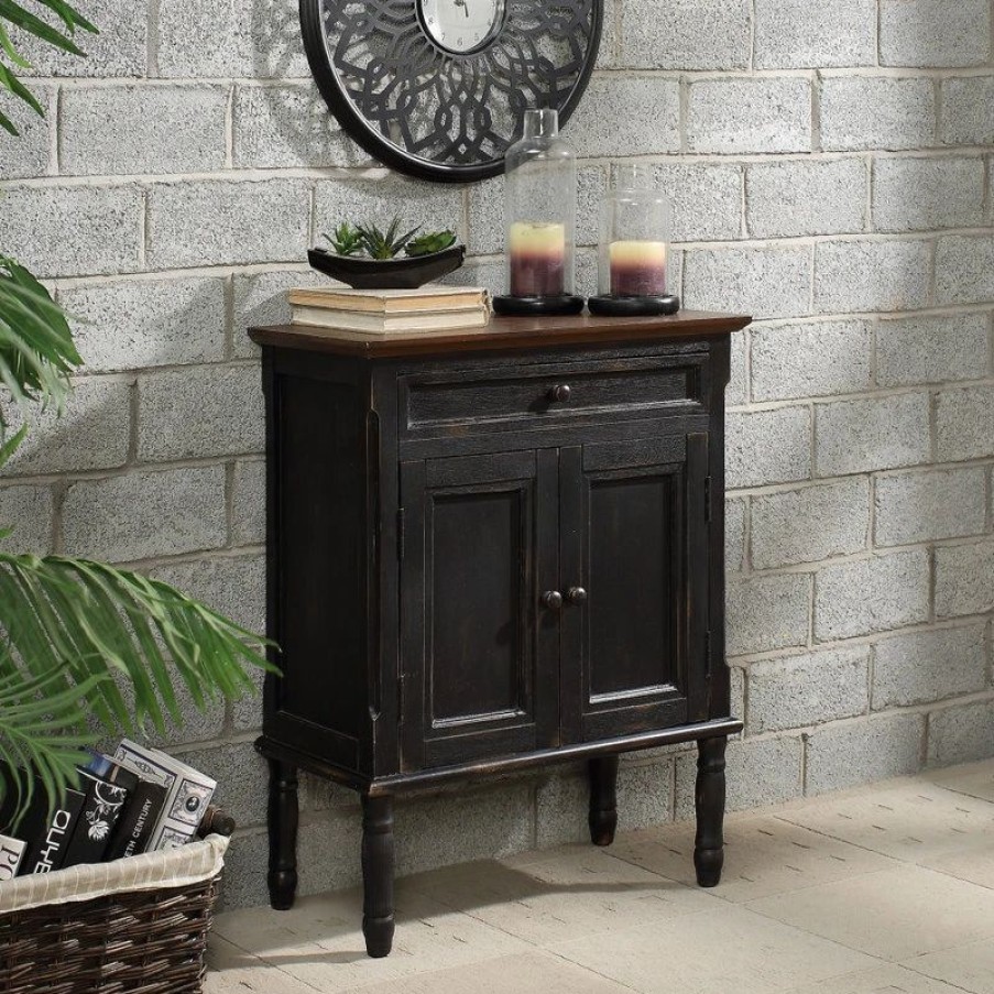 Accent Chests & Cabinets * | Crestview Collection Marlowe Distressed Black Accent Table, Black