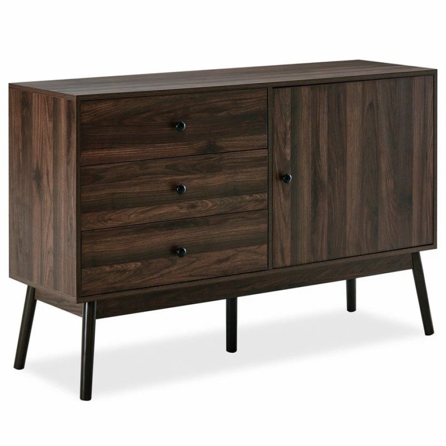 Buffets & Sideboards * | Belleze Sideboard Buffet Tv Stand Storage Entertainment Center, Dark Walnut, 52