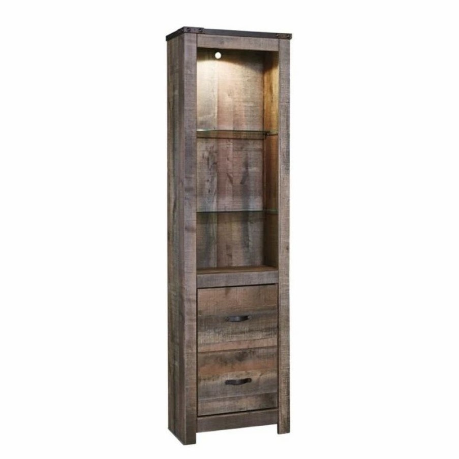 China Cabinets & Hutches * | Ashley Furniture Industries Ashley Furniture Trinell Tall Pier In Brown