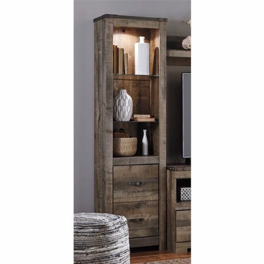 China Cabinets & Hutches * | Ashley Furniture Industries Ashley Furniture Trinell Tall Pier In Brown