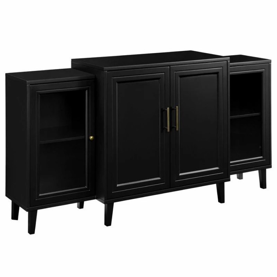 Buffets & Sideboards * | Walker Edison 62 4-Door Tiered Modern Sideboard, Black