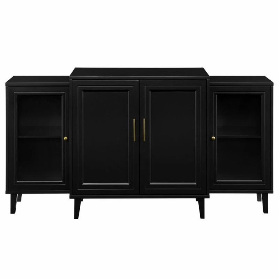 Buffets & Sideboards * | Walker Edison 62 4-Door Tiered Modern Sideboard, Black