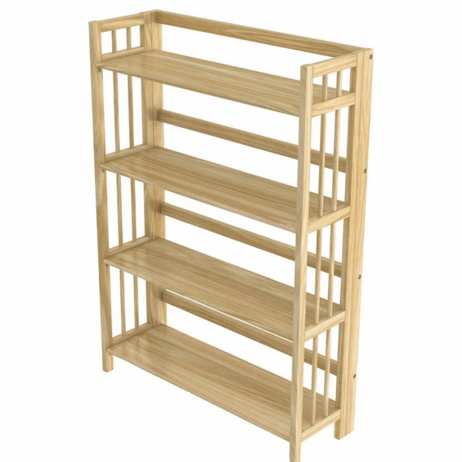 Shelving * | Stony Edge Folding Bookcase, 4 Shelves, 32 , Natural