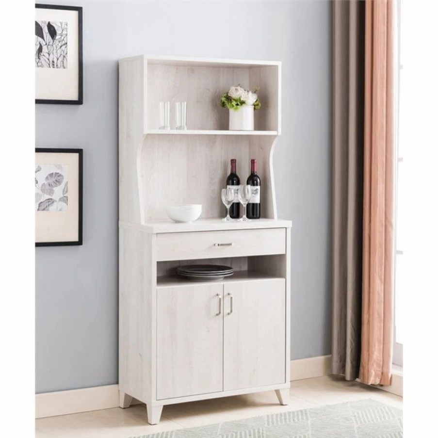 Shelving * | Smart Home Furniture 1-Shelf Modern Wood Baker'S Cabinet In White Oak