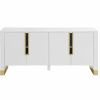 Buffets & Sideboards * | Meridian Furniture Florence Lacquer Sideboard/Buffet With Gold Finish, White