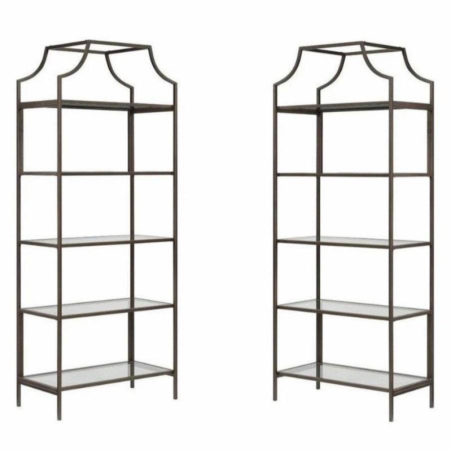 Shelving * | Home Square 2 Piece Bookcase Set In Bronze