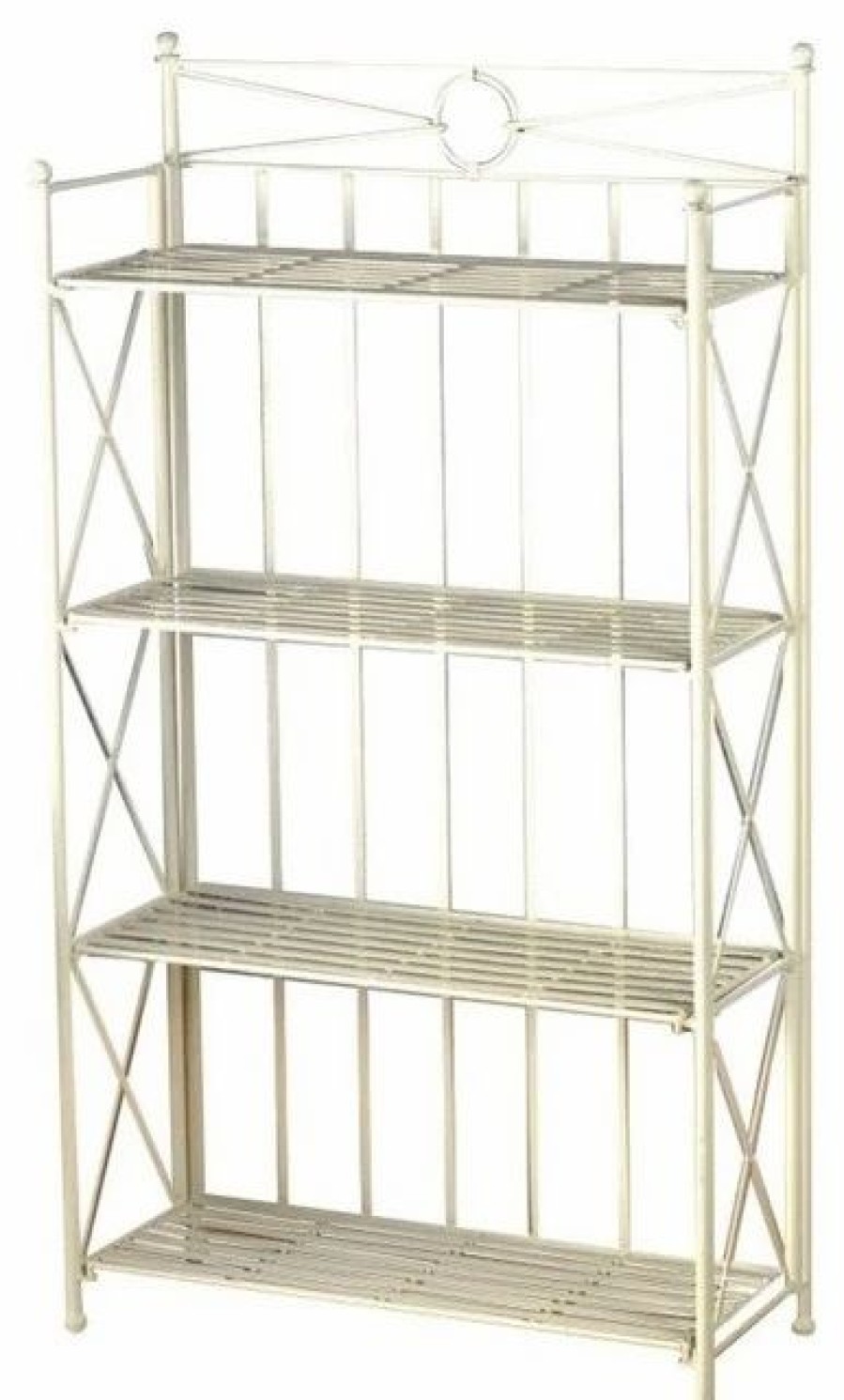 Shelving * | Pemberly Row 25.5 4 Tier Iron Bakers Rack In White