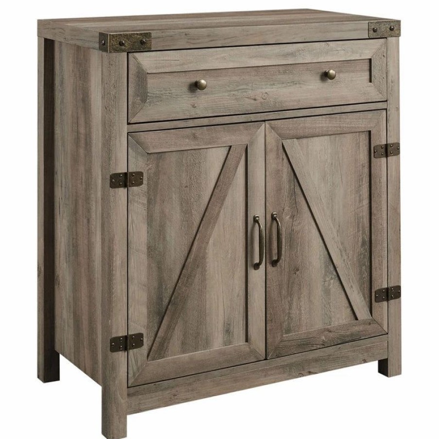 Accent Chests & Cabinets * | Walker Edison 30 Farmhouse Barn Door Accent Cabinet Grey Wash