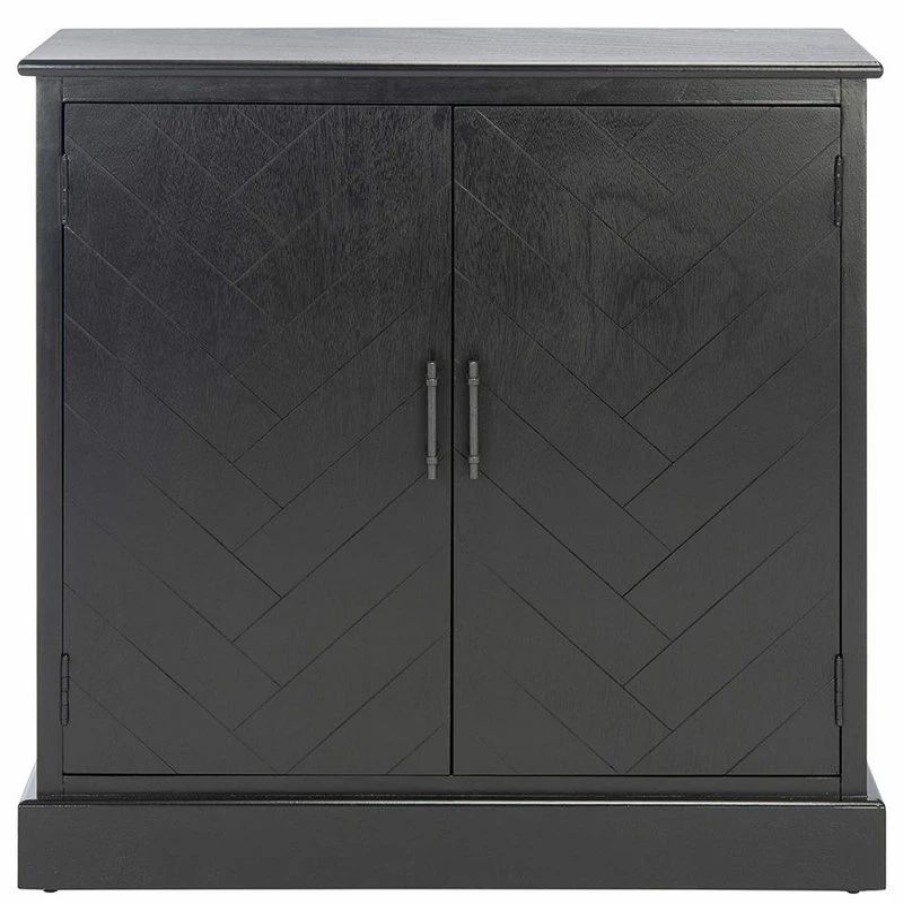 Buffets & Sideboards * | Decor Love Classic Sideboard, 2 Doors Cabinet With Herringbone Pattern, Black