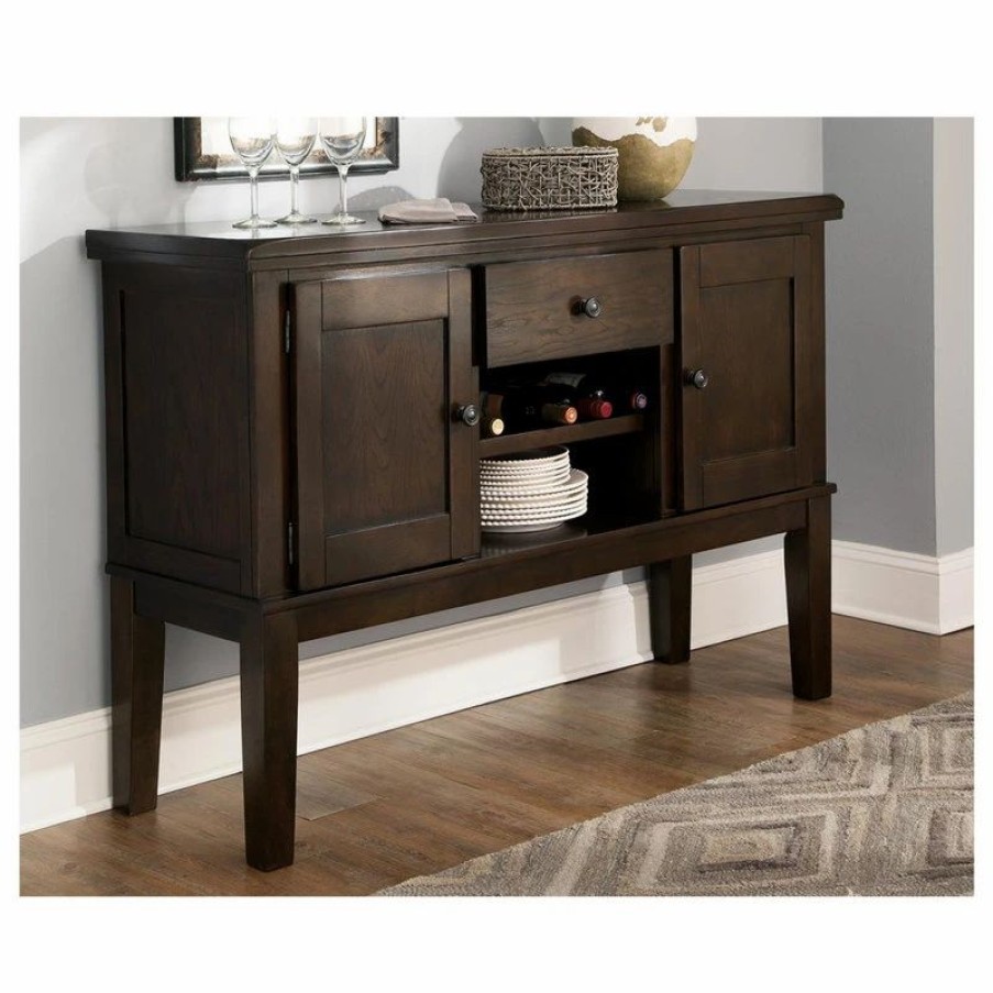 Buffets & Sideboards * | Ashley Furniture Industries Haddigan Dining Room Server, Casual Style, Dark Brown