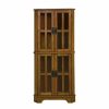 China Cabinets & Hutches * | Bowery Hill 4 Shelf Corner Curio Cabinet In Golden Brown