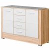 Buffets & Sideboards * | Maxima House Carmelo Latte Gloss/Sonoma Oak Sideboard, White/Sonoma Oak