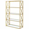 Shelving * | Acme Furniture Milavera Etagere Bookcase, Clear Glass And Gold