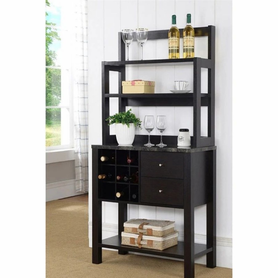 Shelving * | Smart Home Furniture 3-Shelf Contemporary Wood Baker'S Cabinet In Red Cocoa