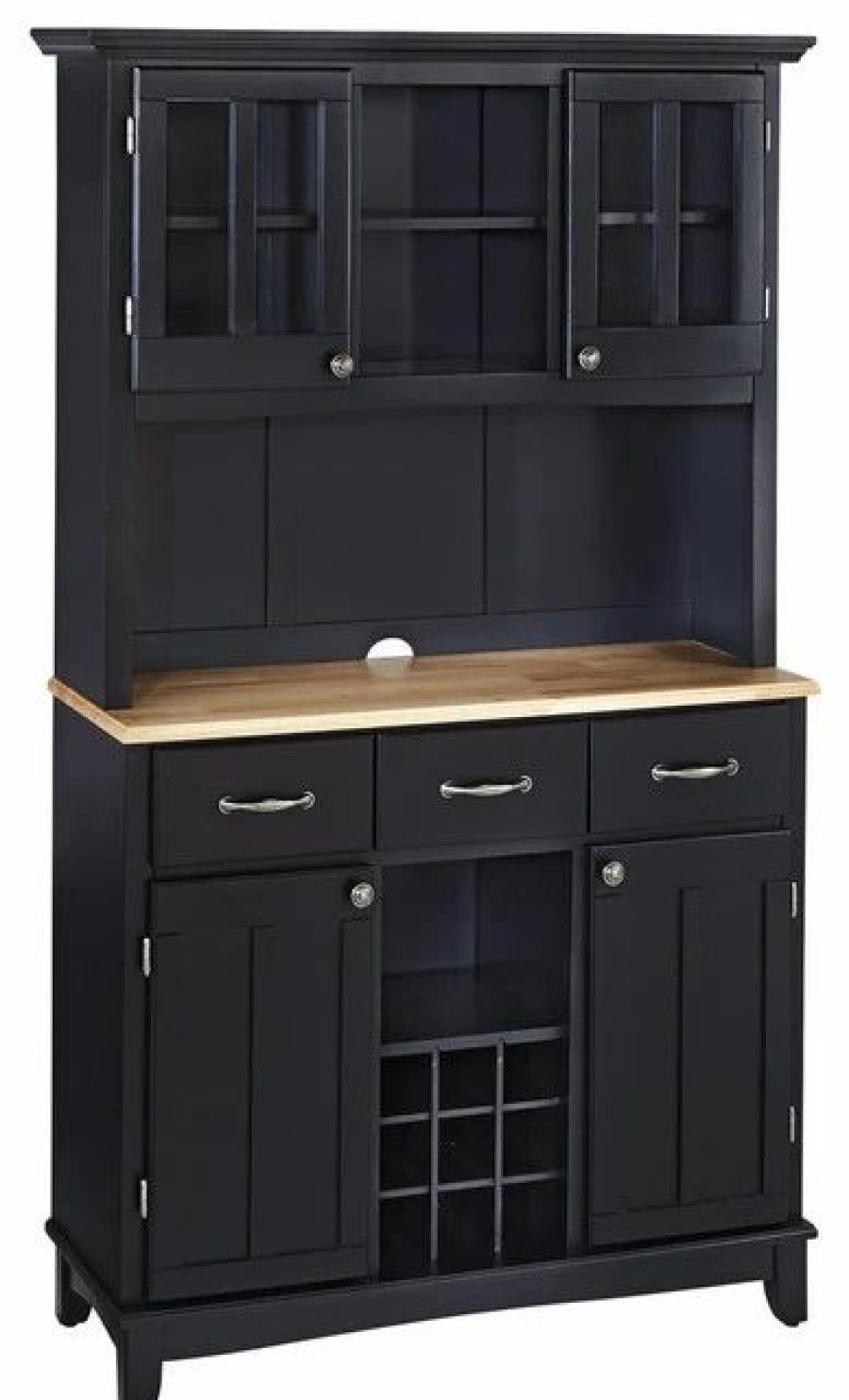 China Cabinets & Hutches * | Homestyles Buffet Of Buffets Wood Buffet With Hutch In Black