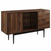 Buffets & Sideboards * | Walker Edison 52 Modern 2-Drawer Lifted Sideboard Dark Walnut