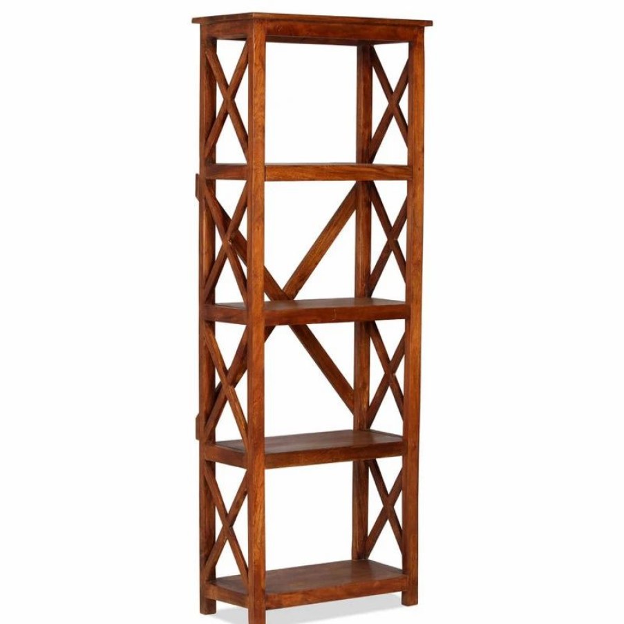 Shelving * | Vida Xl International B.V. Vidaxl Solid Wood Acacia Bookshelf Honey Finish Bookcase Storage Standshelf