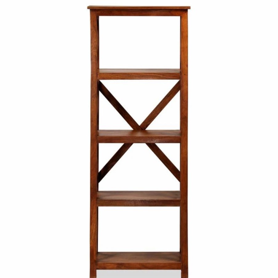 Shelving * | Vida Xl International B.V. Vidaxl Solid Wood Acacia Bookshelf Honey Finish Bookcase Storage Standshelf